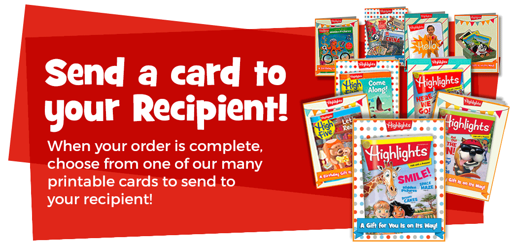 Send a card to your Recipient! When your order is complete choose from one of our many printable cards to send to your recipient!